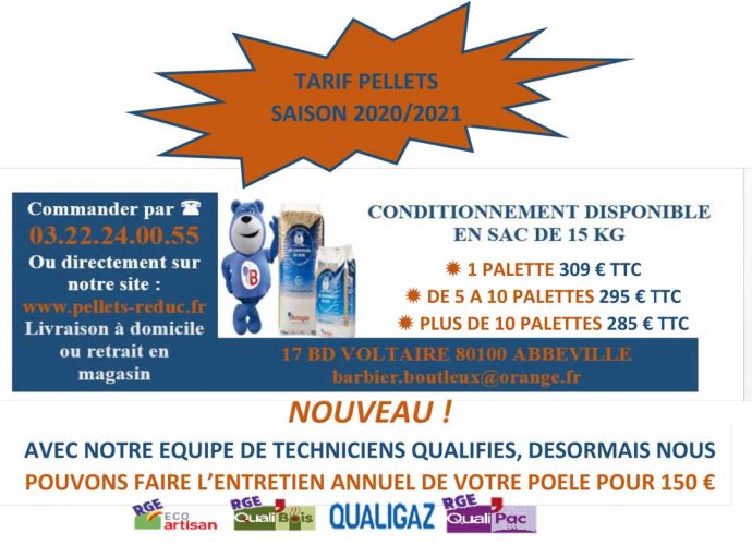 Tarifs 2020/2021 Pellets réduc